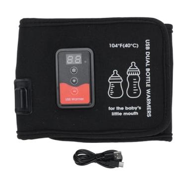 Imagem de Aquecedor de Mamadeira Duplo Com Display LCD, Aquecedor Portátil Alimentado por USB para Viagens, Aquecedor de Mamadeira para Carro Com Isolamento