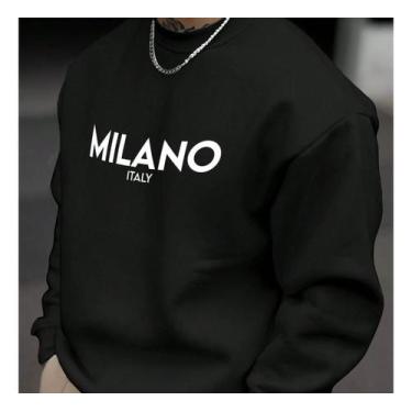 Imagem de Blusa Moletom Milano Estampado Gola Redonda Hugo Jobs, Preto, G