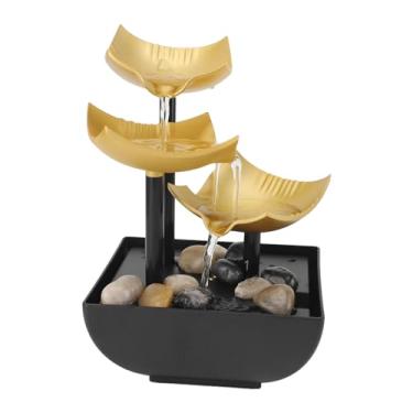 Imagem de Decoração de Fonte de Mesa de 3 Camadas TOPINCN, Fonte de água Em Cascata Interna Com Luz LED e Pedras, Fonte de Mesa para Decoração de Quarto de Sala de Estar