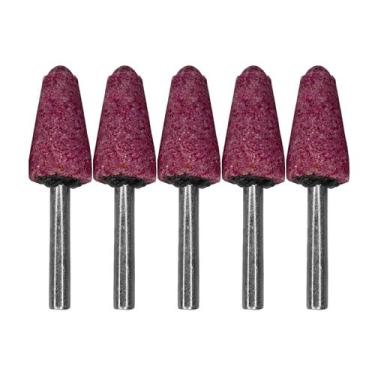 Imagem de Kit 5 Ponta Montada Pedra Rosa Para Retífica A5 19x28,6mm Haste 1/4 - 