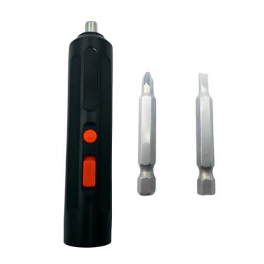 Imagem de Parafusadeira Elétrica Portátil Recarregável, Bivolt, 2 Bits Inclusos, 1.4, 4.2v, Preta e Laranja