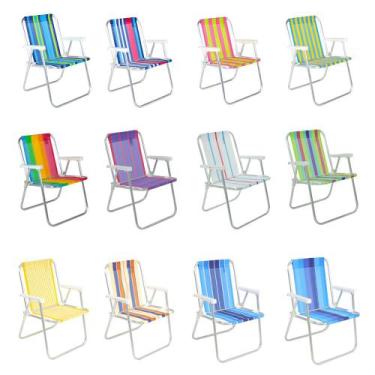 Imagem de Cadeira de Praia Alta em Alumínio Estampas Sortidas Bel - BELFIX