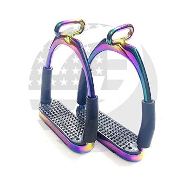Imagem de Rainbow Offset Horse Stirrups Multi Flexível Safety (4,75'') Riding Bendy Iron Steel