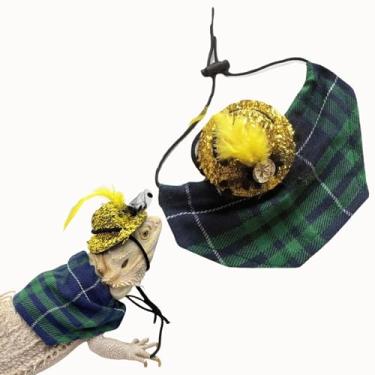 Imagem de Chapéu de dragão barbudo e lenço bandana lagarto, roupas para animais de estimação, acessórios de fantasia para lagarto, hamster, leopardo, lagartixa (verde)