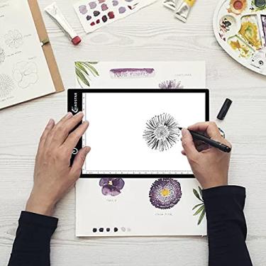Imagem de XIAOSTAR Bloco de desenho de caixa de luz A5, placa de rastreamento com cabo de carregamento micro USB e brilho ajustável para artistas, desenho de animação, esboço, animação, visualização de raios-X