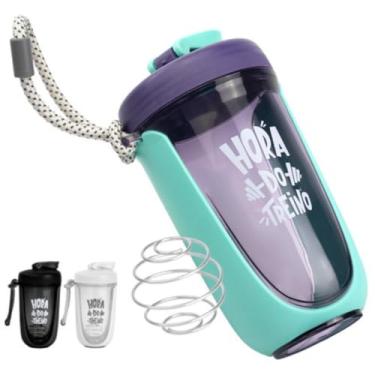 Imagem de Coqueteleira shakeira Garrafa Premium para Academia, 550ml, com Mola Misturadora e Alça de Transporte-FBK- (Verde)