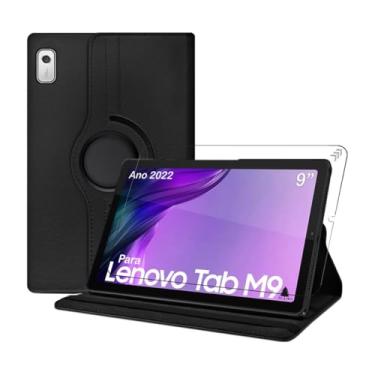 Imagem de Capa Capinha case giratoria Para Lenovo Tab M9 9" Polegadas Ano 2022 Premium com Pelicula Alamo preta