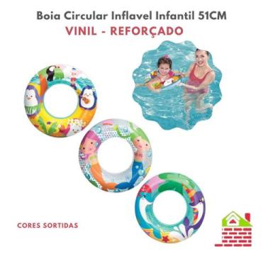 Imagem de Boia Circular Inflavel Infantil Estampas Sortidas 51cm Piscina Diversã