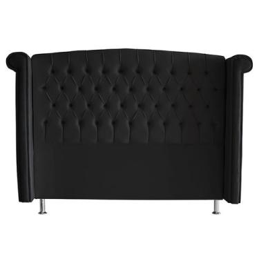 Imagem de Cabeceira de Cama Box Toquio Casal 140 cm Suede Preto Do Lar Móveis e 