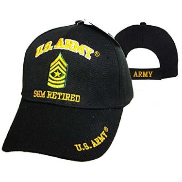 Imagem de Boné bordado preto militar aposentado SGM do Exército dos EUA 560F
