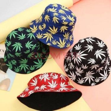 Imagem de Chapéu Bucket Hat Dupla Face Folha Estilo Retror De Algodão - oem, Ver