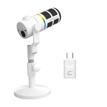 Imagem de COMICA D10 Pro D XLR USB Microfone Dinâmico com Receptor, Suporte para Microfone de Mesa para Jogos/Gravação de TikTok/Podcast, Suporte para Botão de Silenciamento de Luz RGB para PC, Smartphone