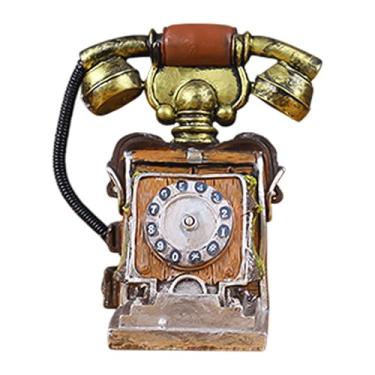 Imagem de Wswqop Modelo de telefone, telefone rotativo vintage, antiquado por telefone antigo, estátua de decoração de parede para andar de mesa adorno, E01