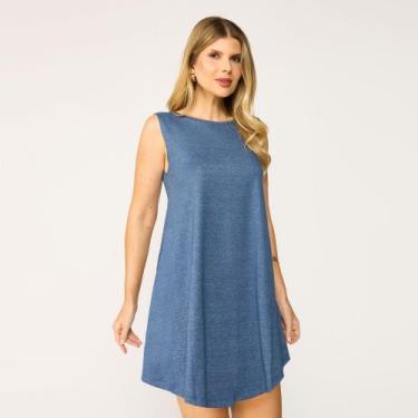 Imagem de Vestido Com Bolso Regata Feminino Tribo Livre, Azul marinho, G