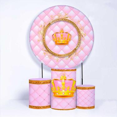 Imagem de Kit Painel de Festa Redondo de 1,50m e Trio de Cilindros Coroa - Fera Print