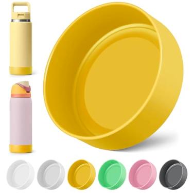 Imagem de Diumepo Bota de silicone compatível com garrafa de água YETI de 740 ml, protetor inferior de manga antiderrapante para garrafa de água de aço inoxidável Owala Twist & FreeSip & Flip 947 ml (amarelo
