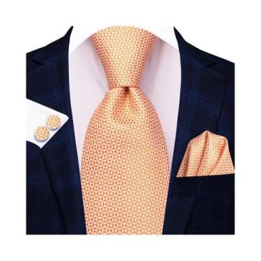 Imagem de Gravata De Negócios Masculina Rosa Cinza Bolinhas 85cm Gravata Jacquar