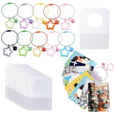 Imagem de Suporte de cartão para Yoto Cards, 200 peças de abas autoadesivas com 10 argolas para chaveiro, acessórios de armazenamento de cartões portáteis para crianças Yoto Mini e cartões de jogador