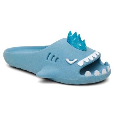 Imagem de Chinelo Infantil Slide Sharky Fun Tubarão Punk Divertido e 2 Barbatanas Extra