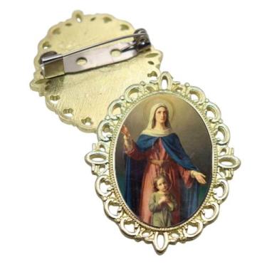 Imagem de Broche Dourado Santa Ana Terno Noivo lapela Qualidade Resinado Alto Pa