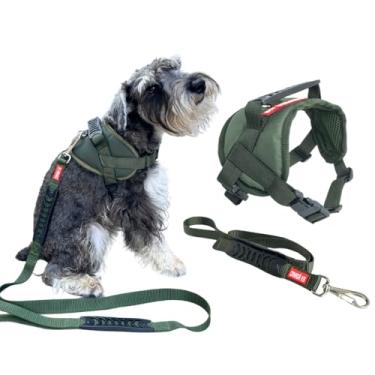 Imagem de Coleira Peitoral com Guia para Cachorro Pequeno - Colete P (verde militar)