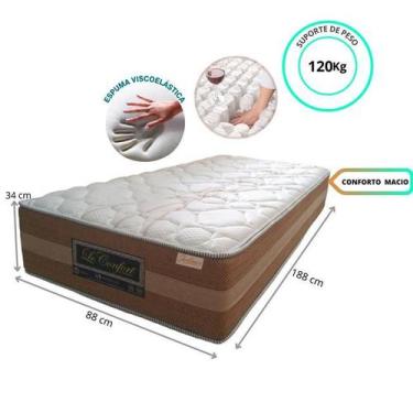 Imagem de Colchão Solteiro Sankonfort Le Confort 88x188x34 - Molas Ensacadas c/ 
