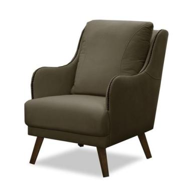 Imagem de Poltrona Decorativa Arezo Espumada Estofada Com Pés de Madeira 7032 Ve