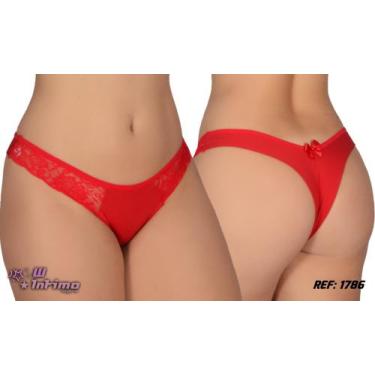 Imagem de Calcinha tanga fio duplo com renda lateral Ref 1786 kit com 3 peças - 