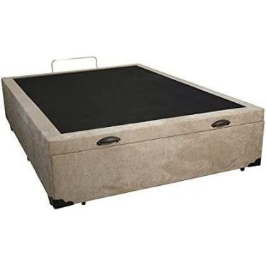 Imagem de Cama Box Com Baú Casal Suede Bege - Real Comfort estofados