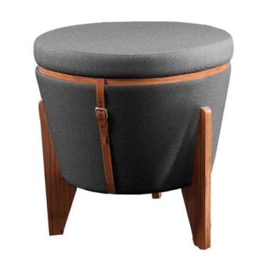Imagem de Puff Multiuso Apolo Grafite e Imbuia - House Deccor