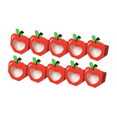 Imagem de Vaveren 10 peças de caixas de doces dobráveis, faça você mesmo, papelão, portátil, versátil, lembrancinhas de festa, caixa de embalagem de presente de papel, Vermelho