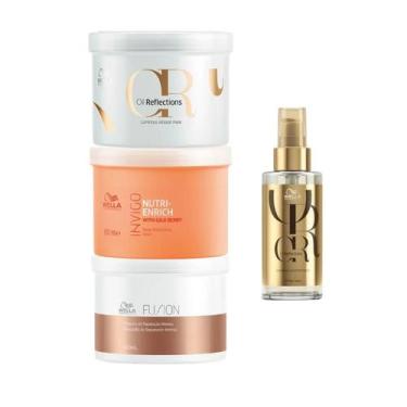 Imagem de Wella Cronograma Fusion 500ml + Enrich 500ml + Oil 500ml + Oleo 100ml 