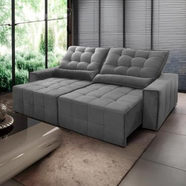 Imagem de Sofá Retrátil Reclinável Islândia 2,10m Suede Velut Preto Molas no Assento - King House