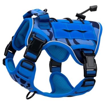 Imagem de Peitoral tático resistente para cães grandes, colete refletivo ajustável sem puxão com sistema Molle, controle de nível militar K9 para treinamento de serviço, atividades ao ar livre e mais de 10