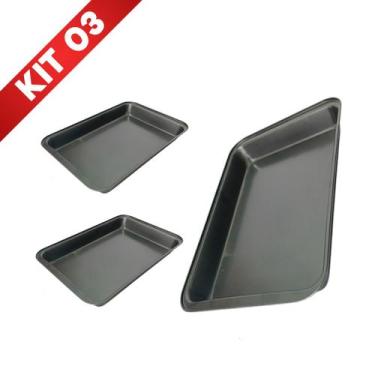 Imagem de Conjunto 3 Assadeiras Forma Teflon Retangular Antiaderente Bolo Pão To