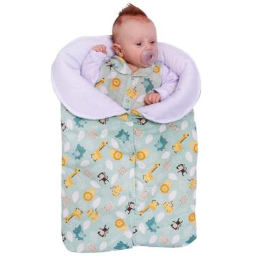 Imagem de Porta Bebê Saco de Dormir Quentinho Para Bebê Menino Safari Verde