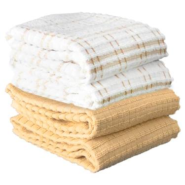 Imagem de Ritz Coleção Royale 100% algodão felpudo penteado, altamente absorvente, grande, conjunto de toalhas de cozinha, 71 x 45 cm, pacote com 4, sólido e coordenado, canudo