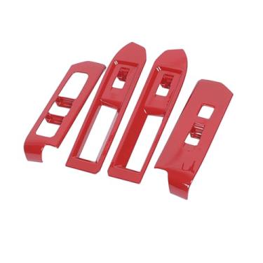 Imagem de Daeiclru Capa de painel de interruptor de elevação de janela compatível com Toyota Tacoma 2024 2025, tampa de proteção de botão de elevação de vidro para porta de caminhonete (vermelha)