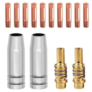 Imagem de Eagles Kit de tocha de soldagem MB15 15AK MIG ponta de contato 0,1 cm 0,9 mm bocal difusor cobre MIG consumíveis de pistola de solda, pacote com 14