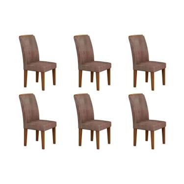 Imagem de Kit 6 Cadeiras Sala Jantar Lunara 6 Un Imbuia Suede Capuccino Rufato