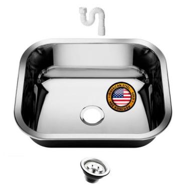 Imagem de Cuba Pia N 0 Gold Cozinha Inox 304 40x34x17 + Válvula e Sifão - AS