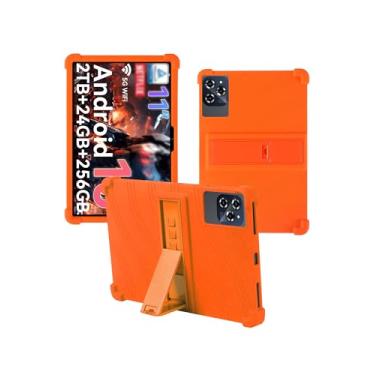 Imagem de Capa para tablet TABWEE W90 Android 15 11 polegadas, capa protetora de borracha leve à prova de choque à prova de choque, compatível com crianças, de silicone macio, ajustável, laranja