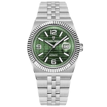Imagem de Relógio automático masculino Pagani Design, caixa de aço inoxidável de 40,5 mm, vidro de safira sintética, relógio calendário automático, preto, azul celeste, branco, verde, Verde, Luxuoso