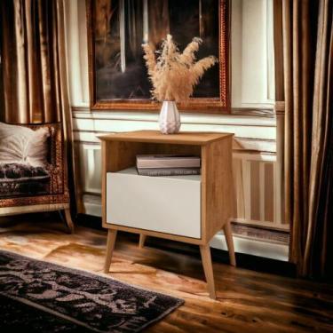Imagem de Mesa de Cabeceira Cancun Naturalle e Off White Bechara