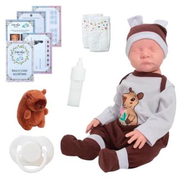 Imagem de Bebê Reborn Boneco Realista Menino Capivara + Kit Itens