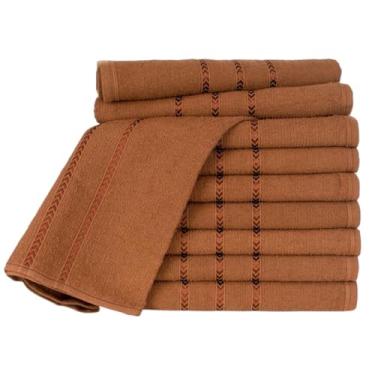Imagem de Toalha de Banho Kit 10 Peças 70x120cm 230g/m² Macia com Costuras Reforçadas (Marrom)
