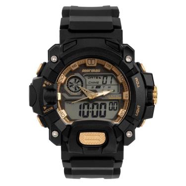 Imagem de Relógio MORMAII masculino anadigi preto dourado MOAD1132AC/8D
