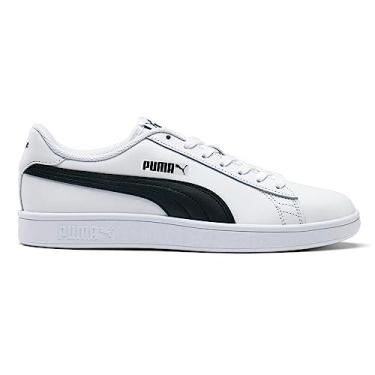 Imagem de PUMA Tênis masculino Smash Leather Perf, Couro branco-preto, 4.5