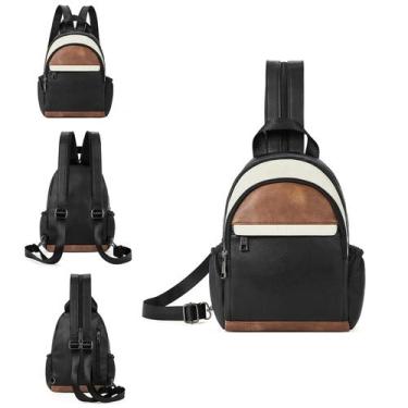 Imagem de Mochila Sling CLUCI para mulheres de couro conversível preta