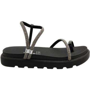 Imagem de Sandália Papete Vizzano Plataforma Tiras Strass Black Diamond Feminina